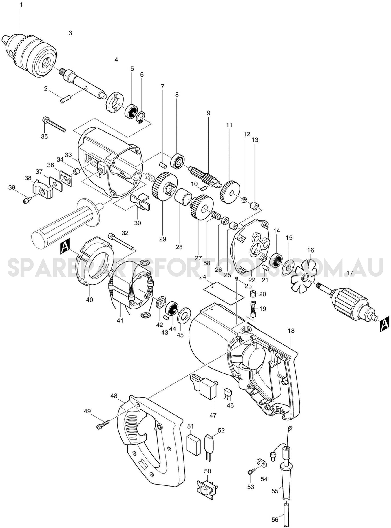 Makita 6300-4 Spare Parts
