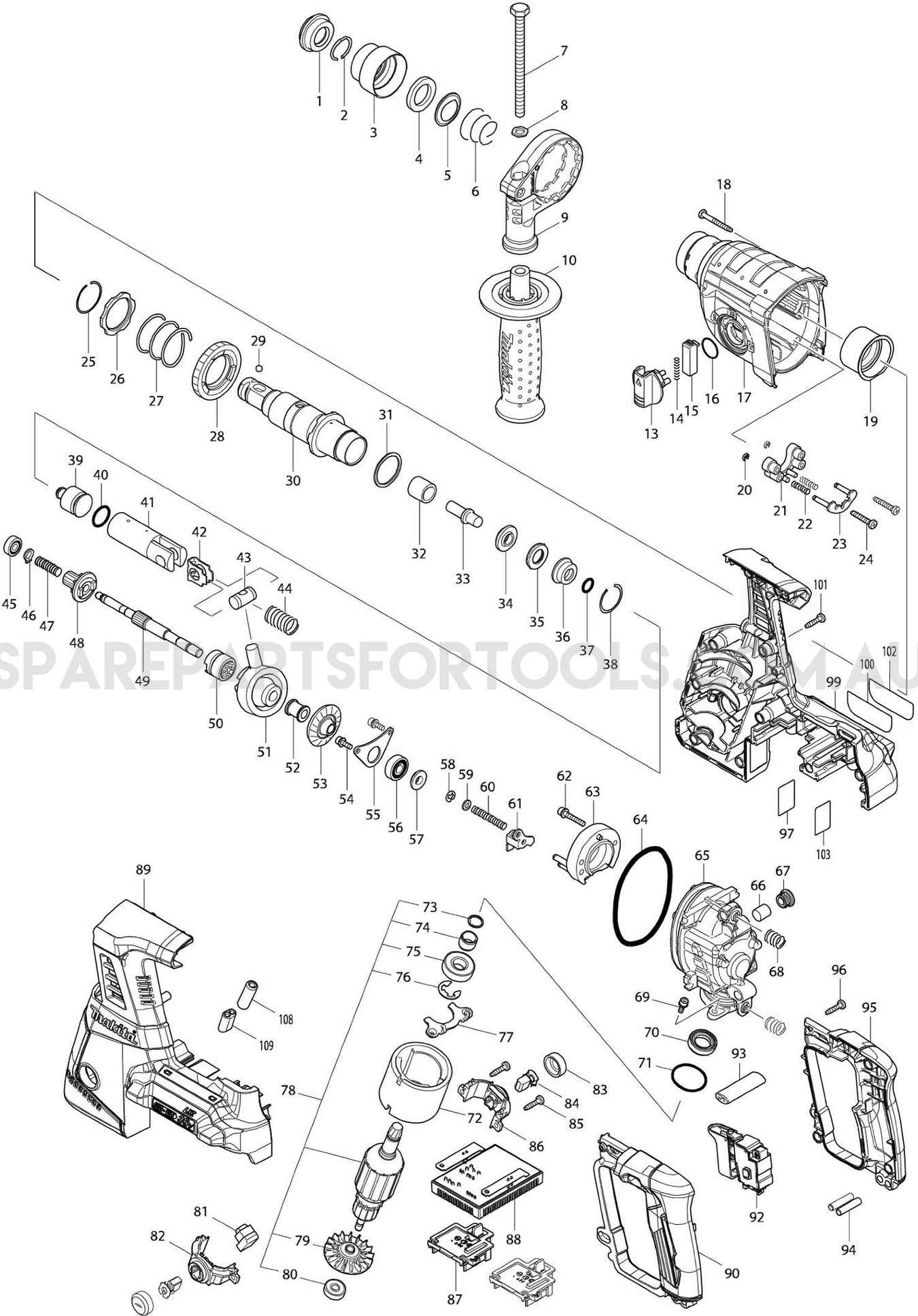Makita DHR263Z Spare Parts