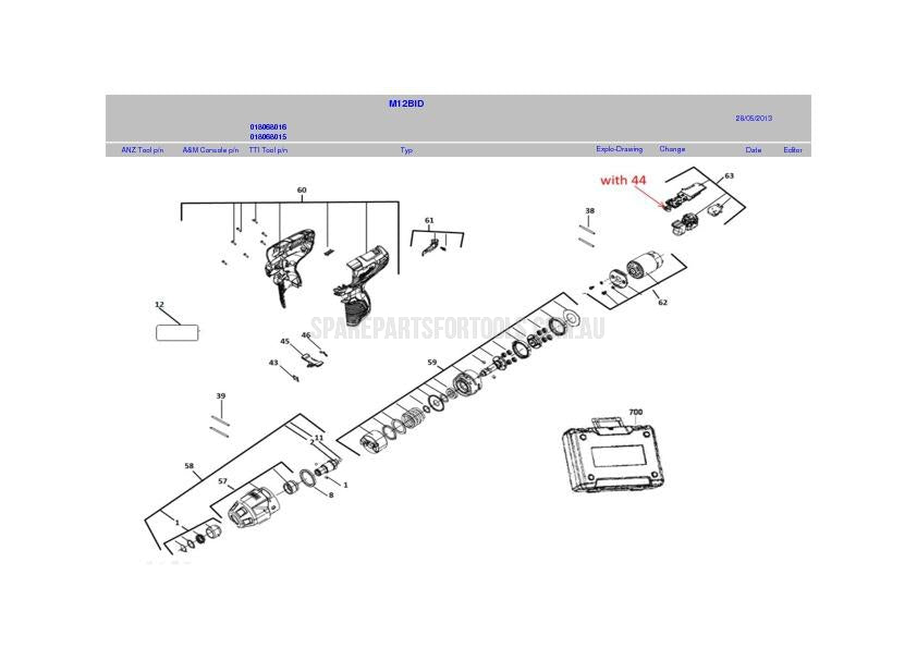 Milwaukee M12BID Spare Parts