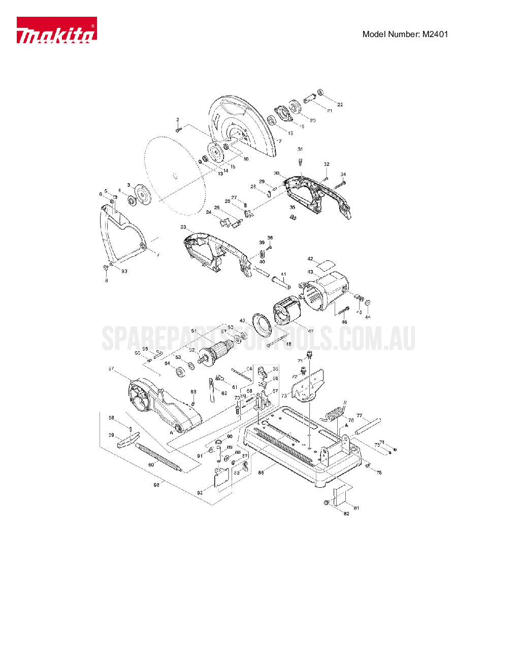 Makita M2401 Spare Parts