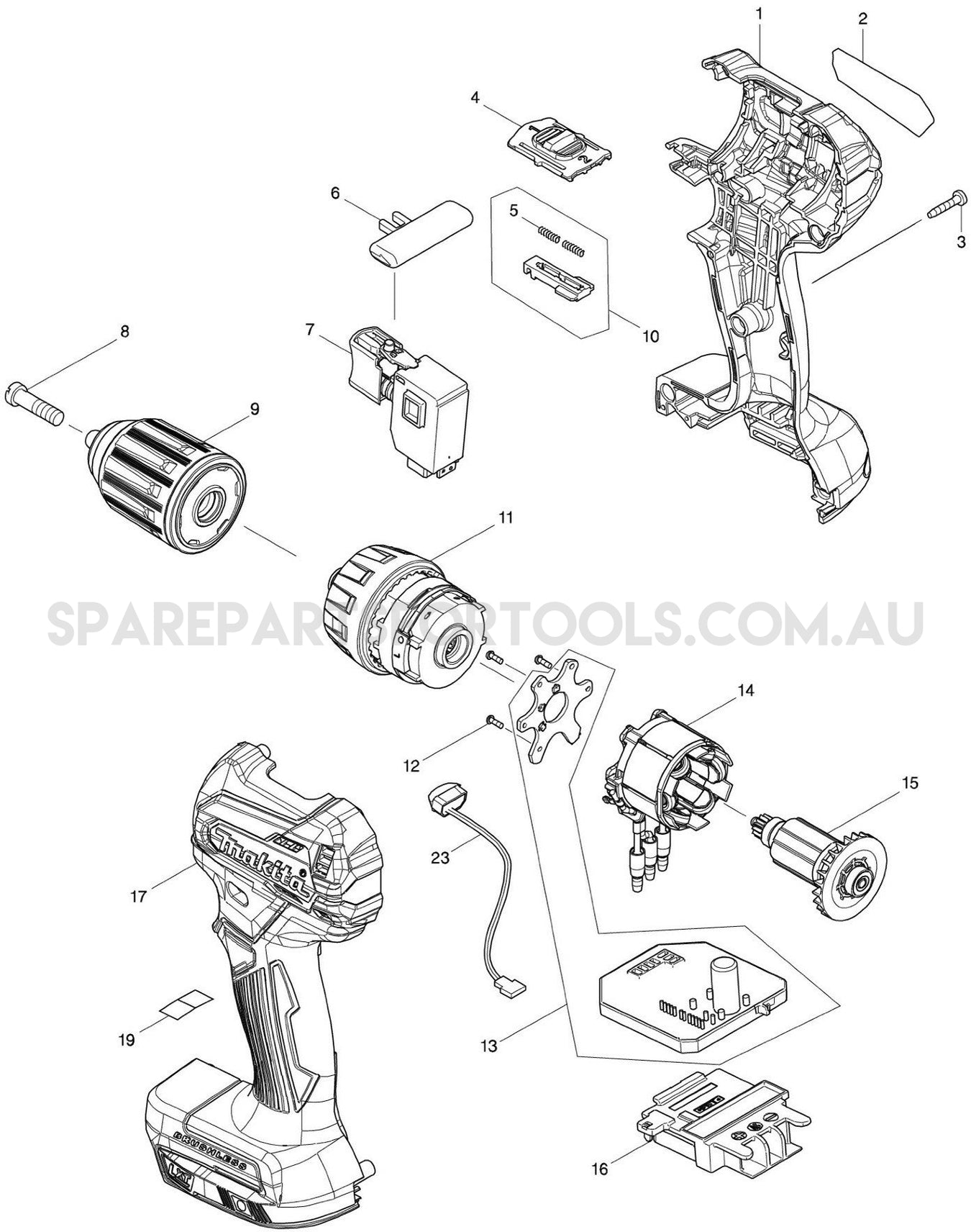 Makita DDF483Z Spare Parts