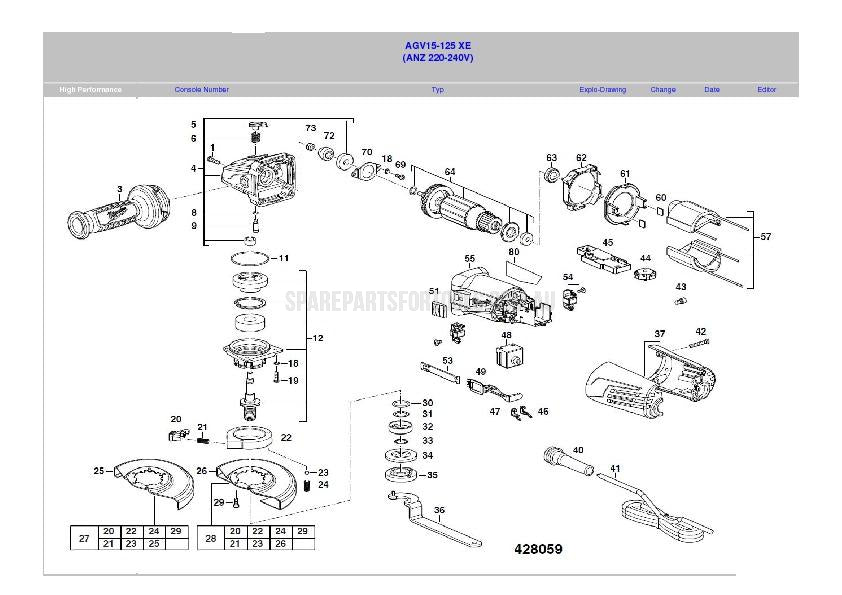 Milwaukee AGV15-125XE Spare Parts