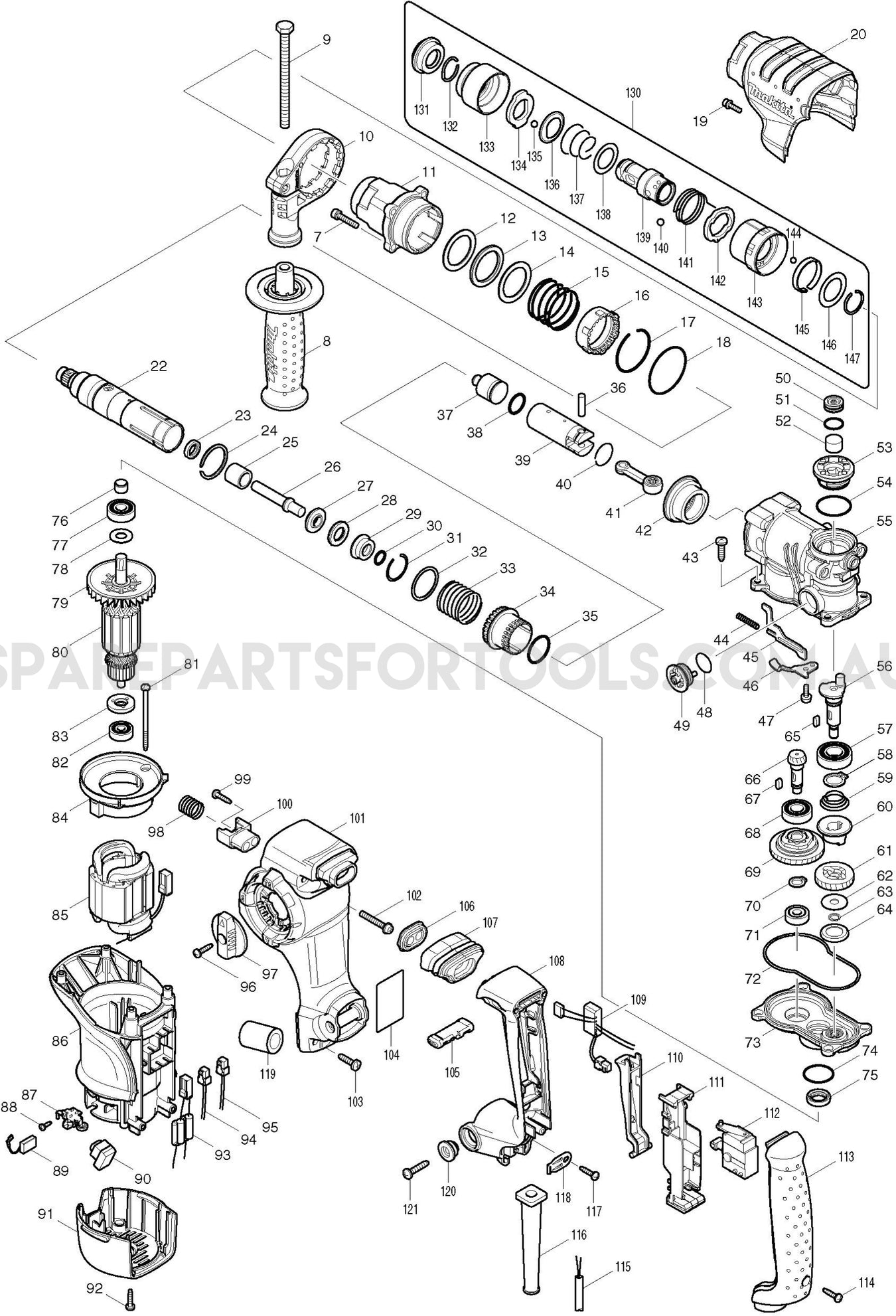 Makita HR2811FT Spare Parts