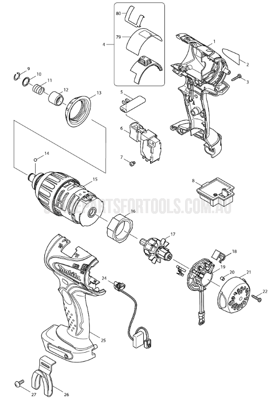 Makita DTP140 Spare Parts
