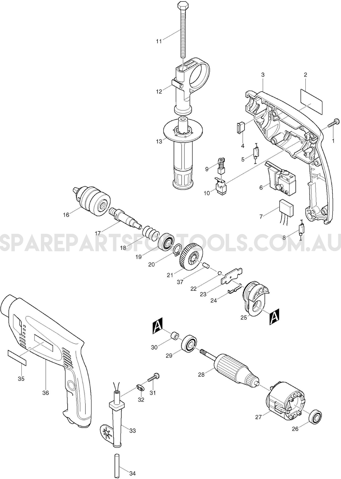 Makita HP1500 Spare Parts