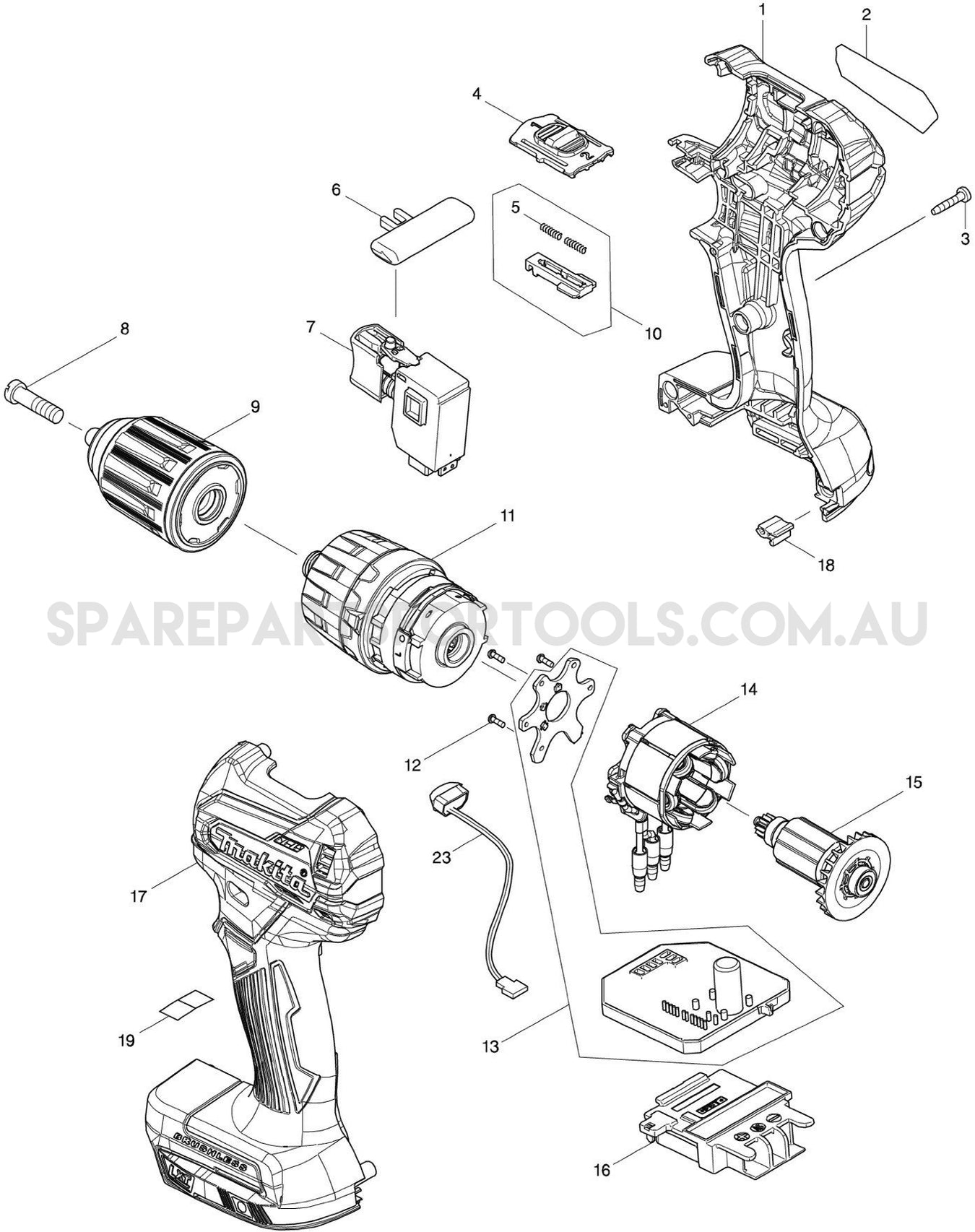 Makita DHP483Z Spare Parts