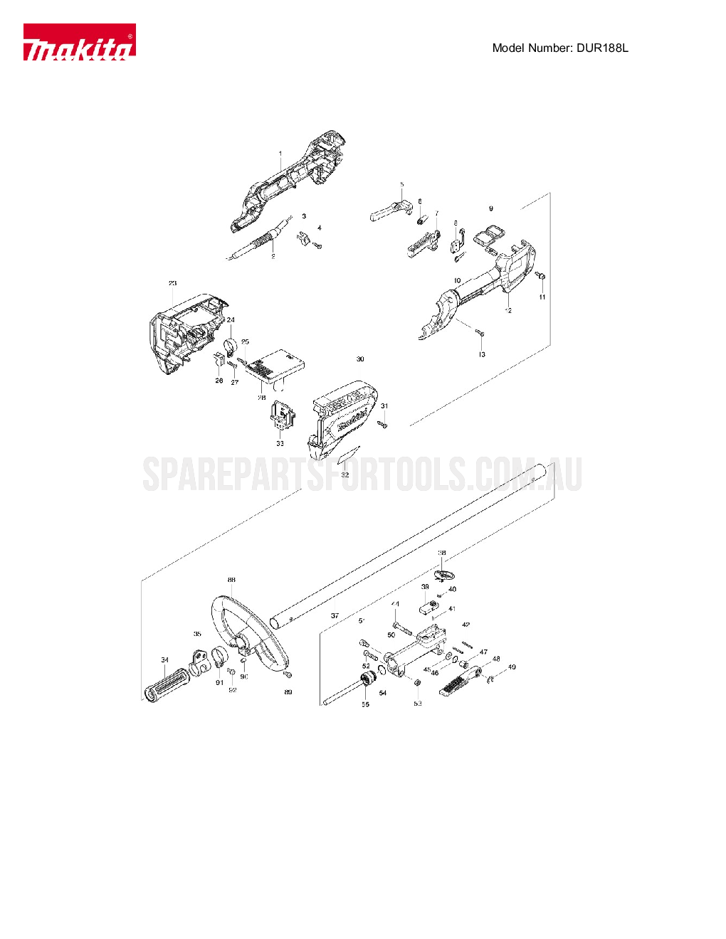 Makita DUR188L Spare Parts