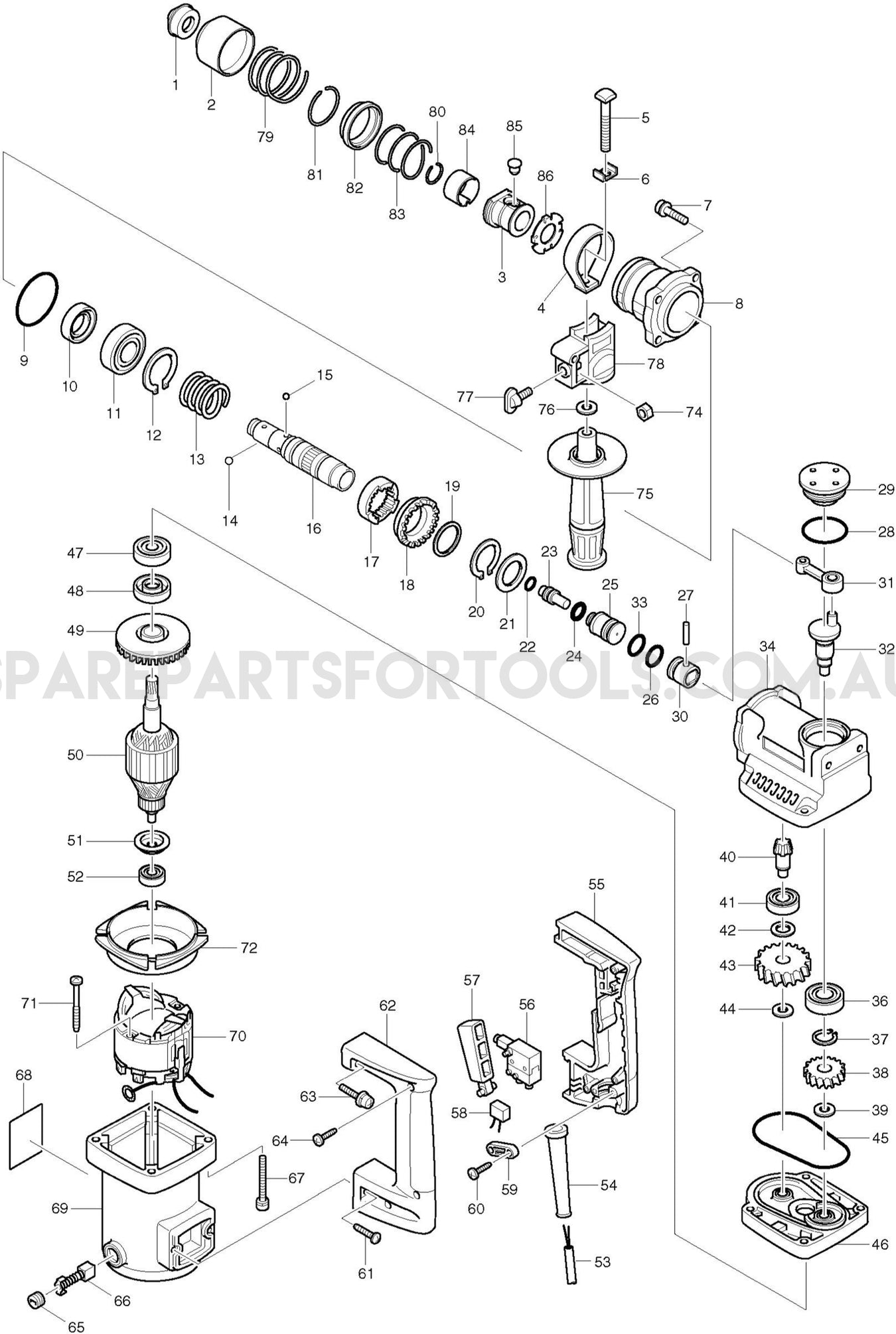 Makita HR2010 Spare Parts