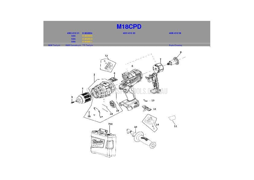 Milwaukee M18CPD Spare Parts