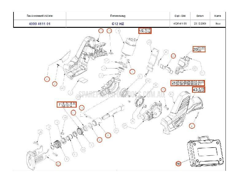 Milwaukee C12HZ Spare Parts