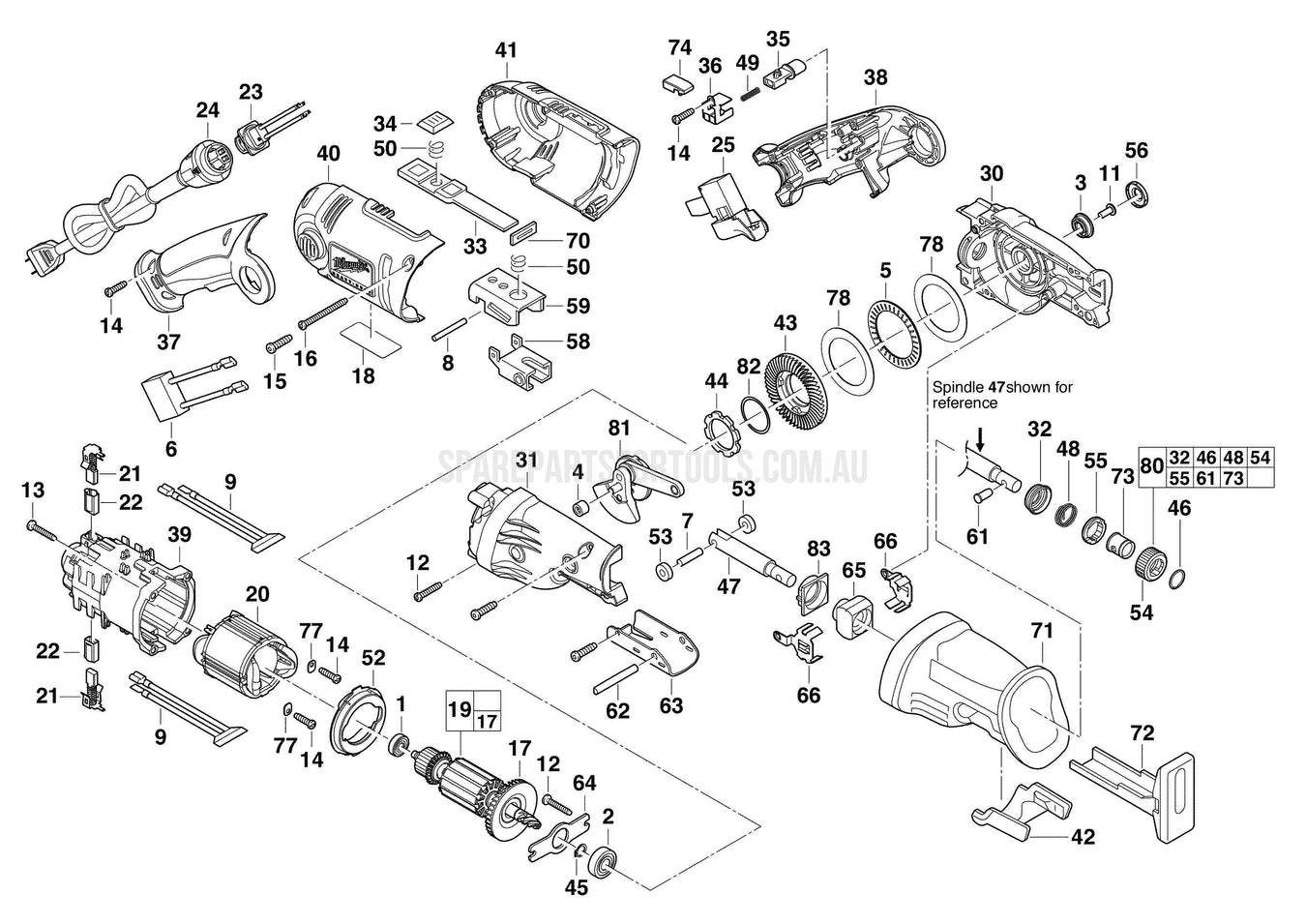 Milwaukee SSH800QX Spare Parts