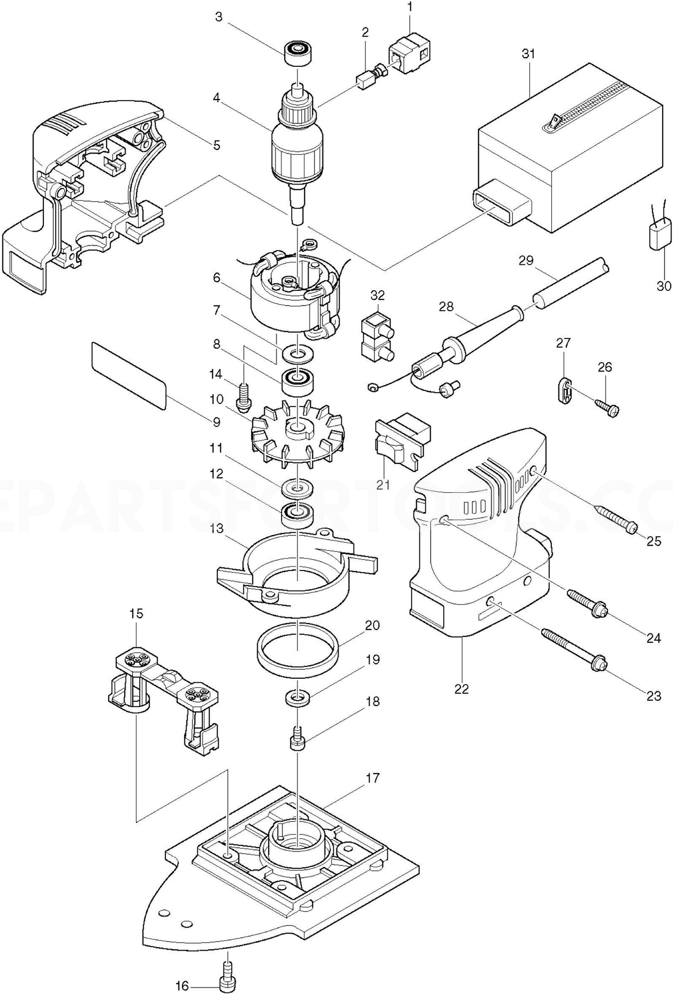Makita BO4561 Spare Parts