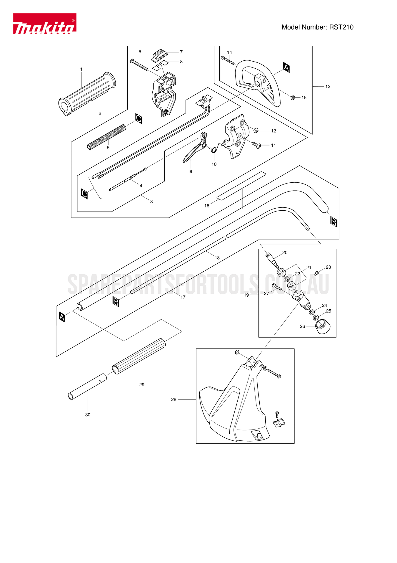Makita RST210 Spare Parts