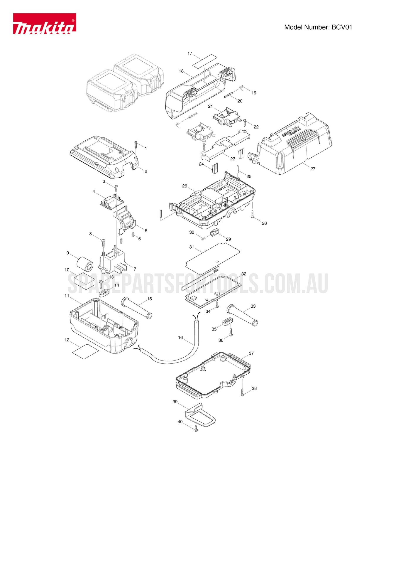Makita BCV01 Spare Parts
