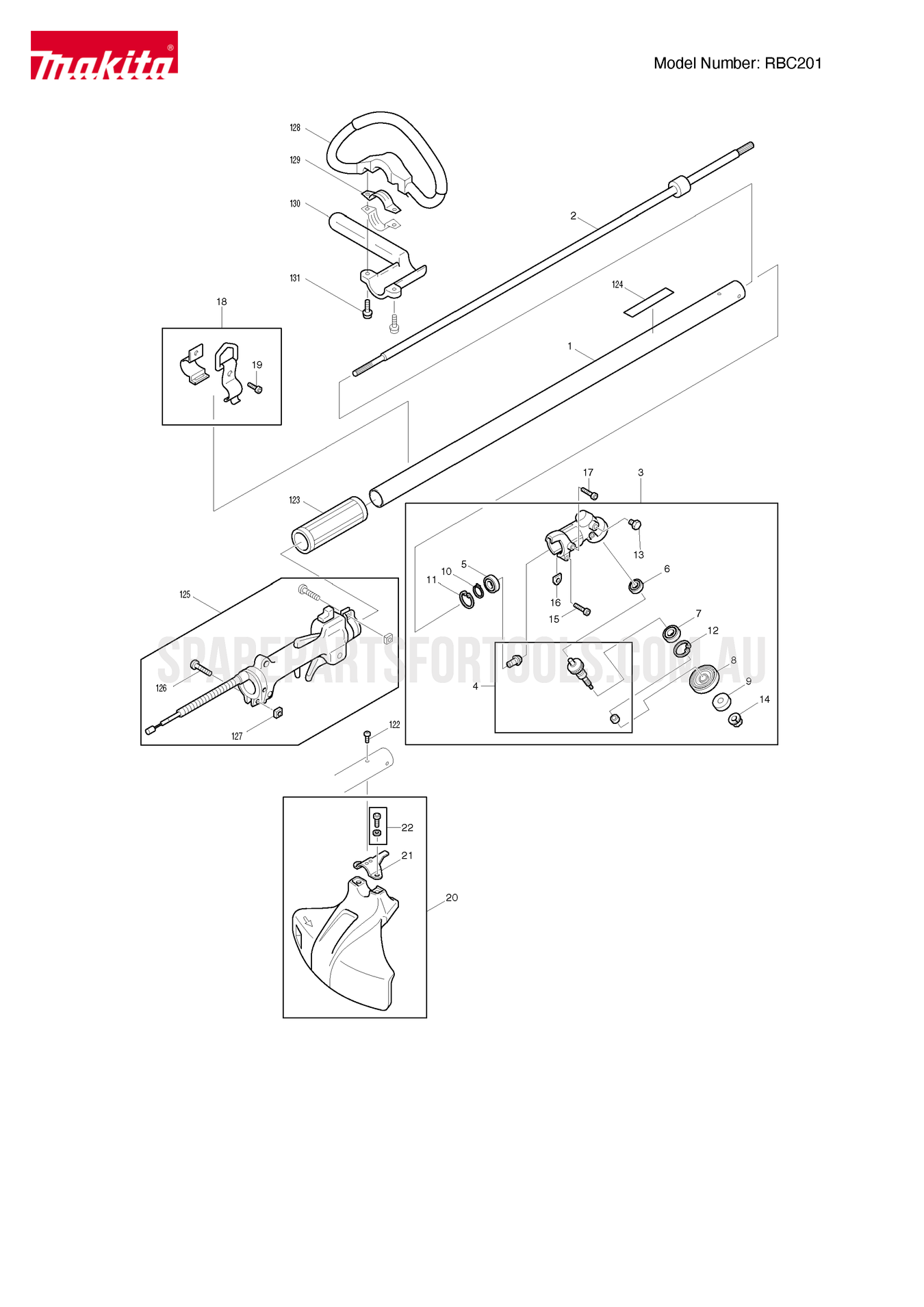 Makita RBC201 Spare Parts