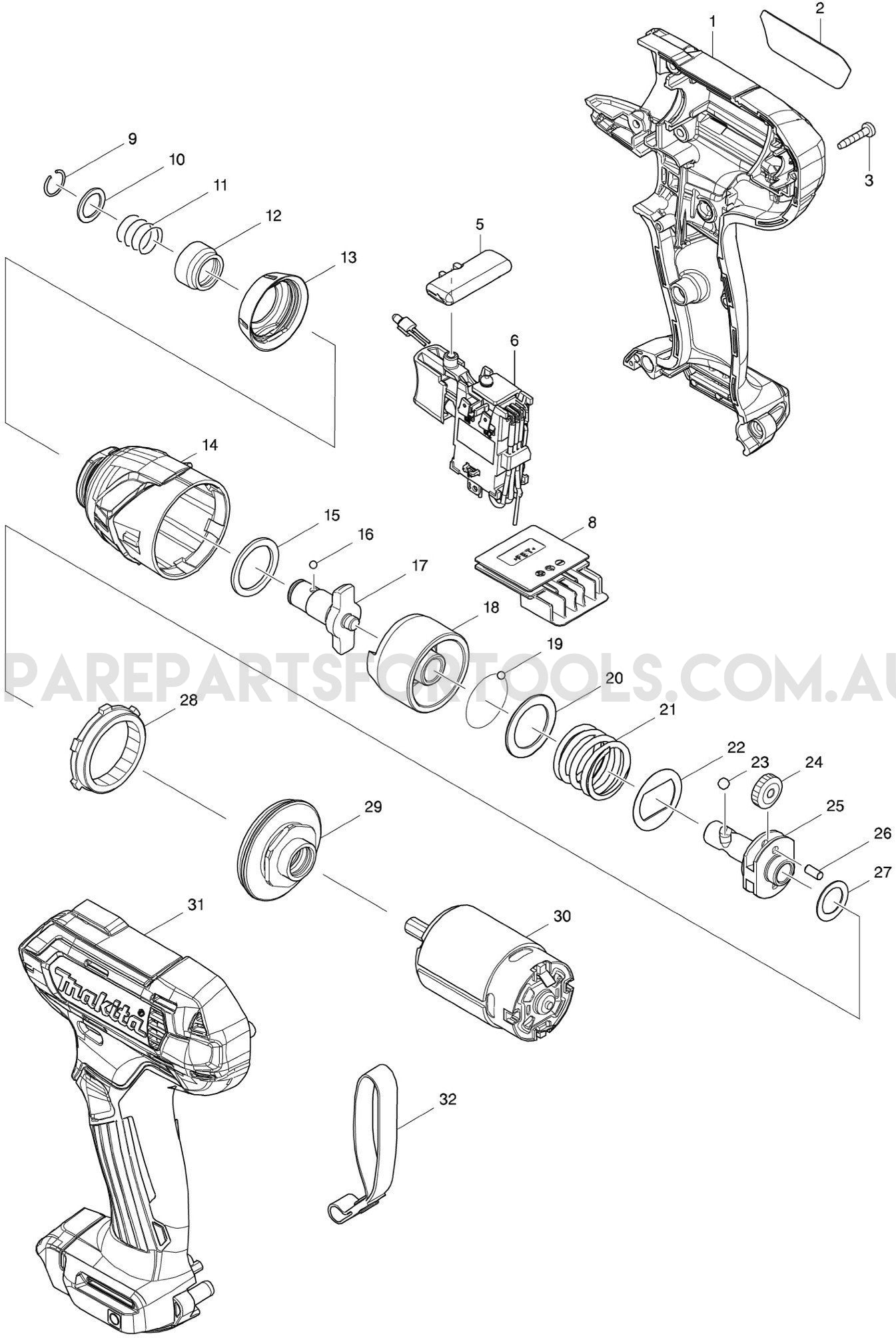 Makita TD110DZ Spare Parts