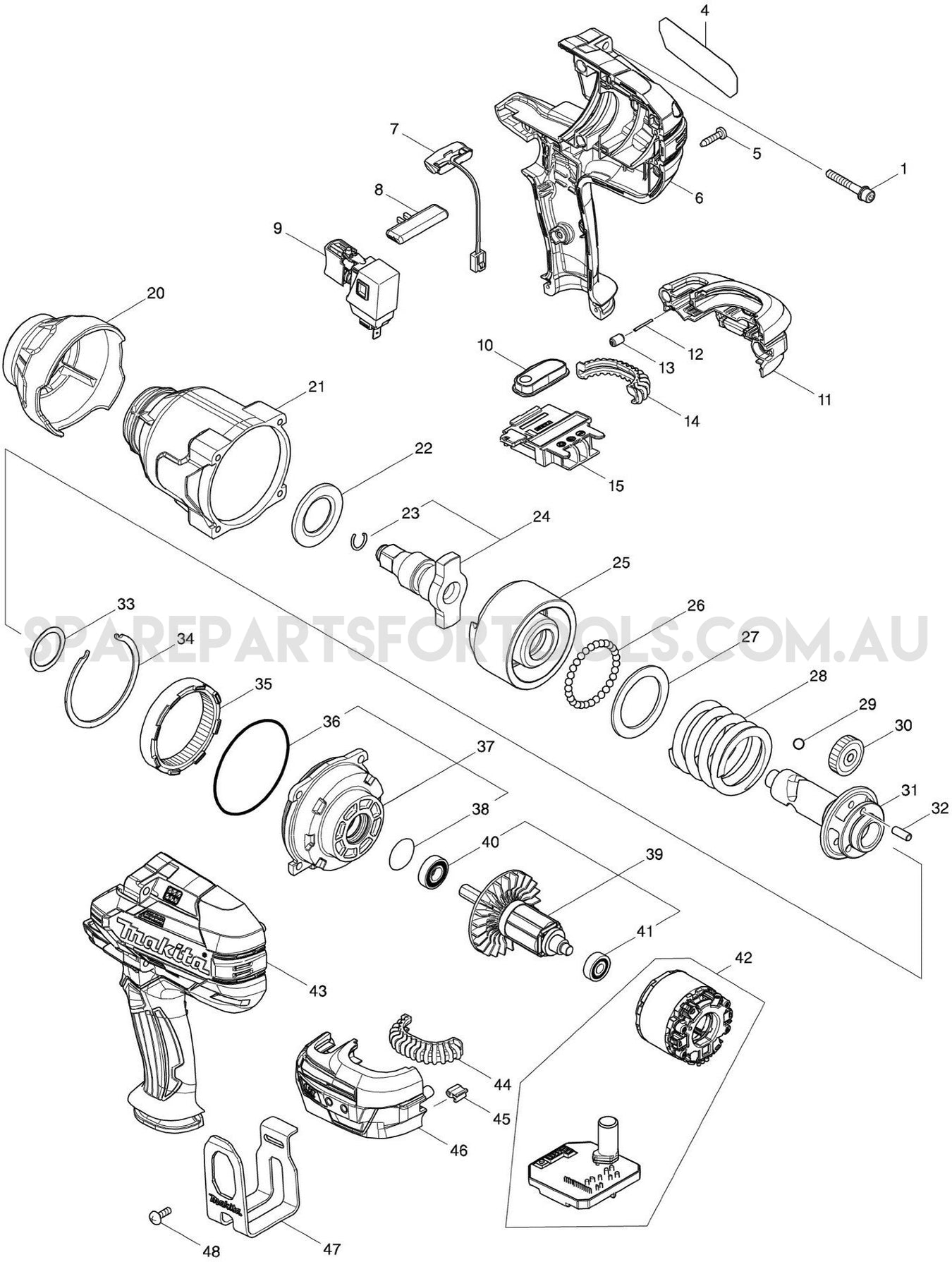 Makita DTW1002Z Spare Parts