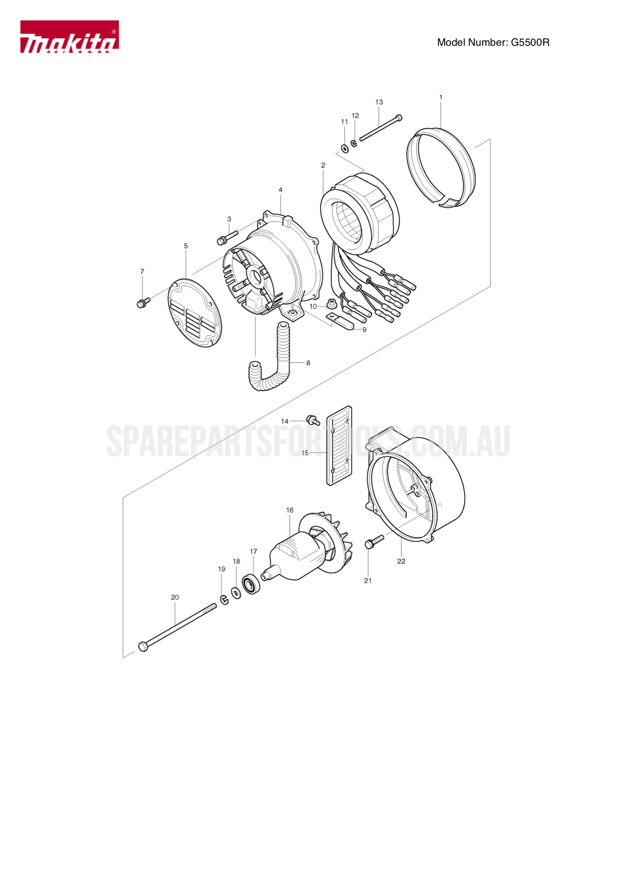 Makita G5500R Spare Parts