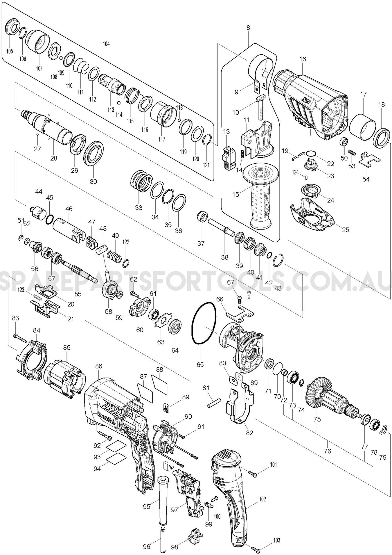 Makita HR2631FT Spare Parts
