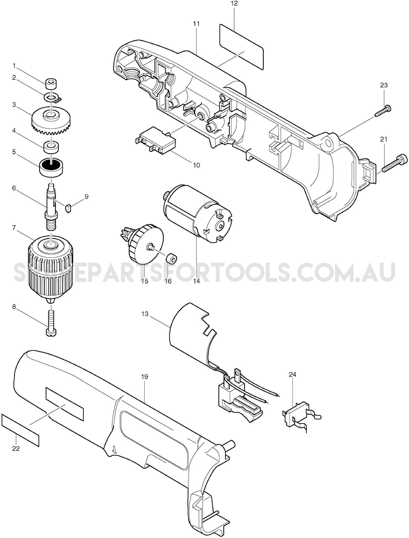 Makita DA312D Spare Parts