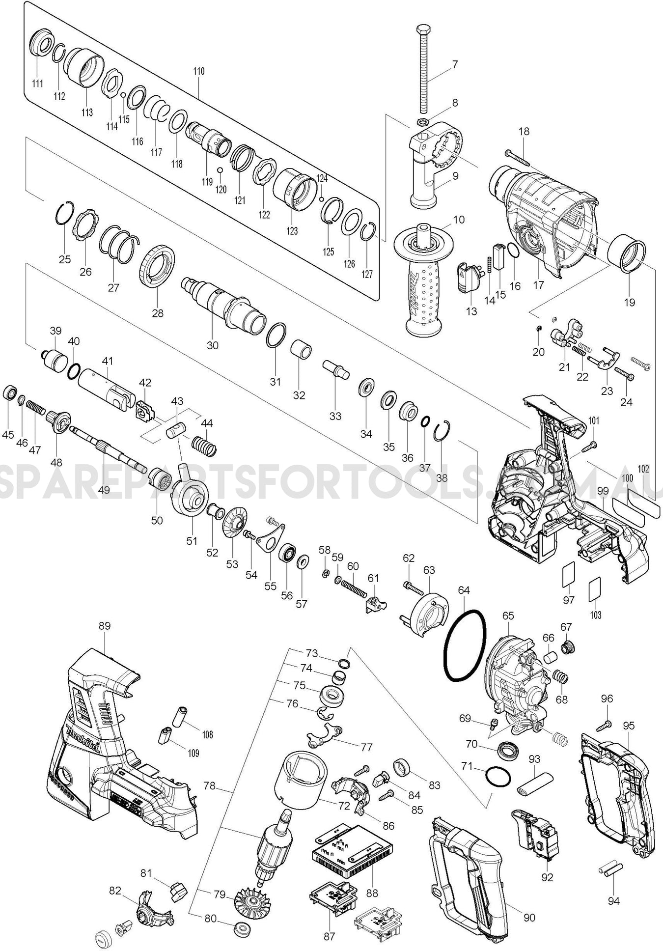 Makita DHR264Z Spare Parts