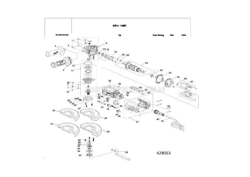 Milwaukee AG12-125X1 Spare Parts