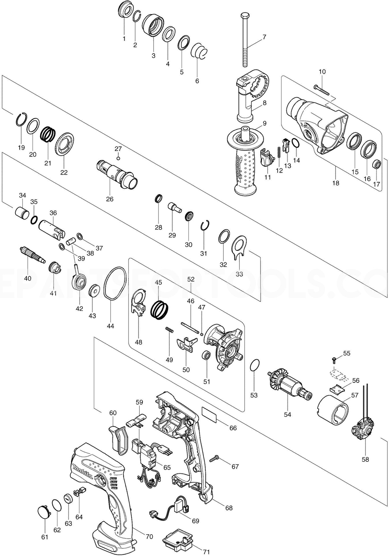 Makita BHR162 Spare Parts