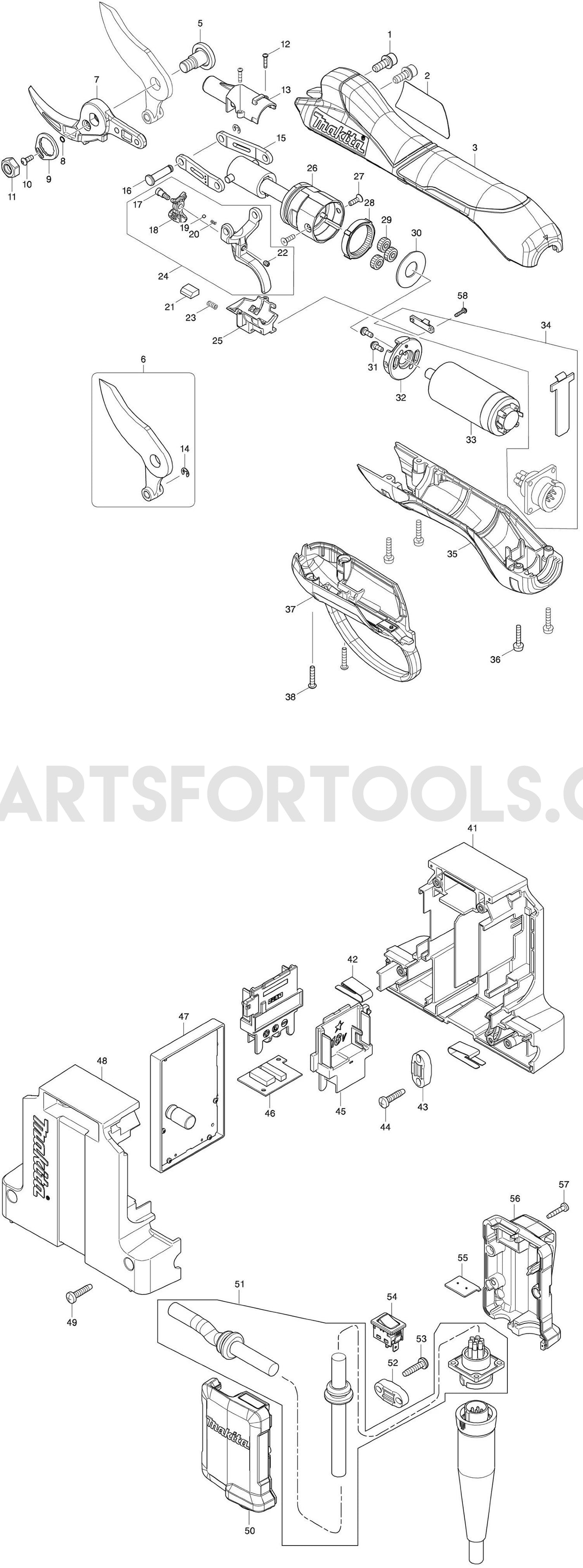 Makita DUP361Z Spare Parts