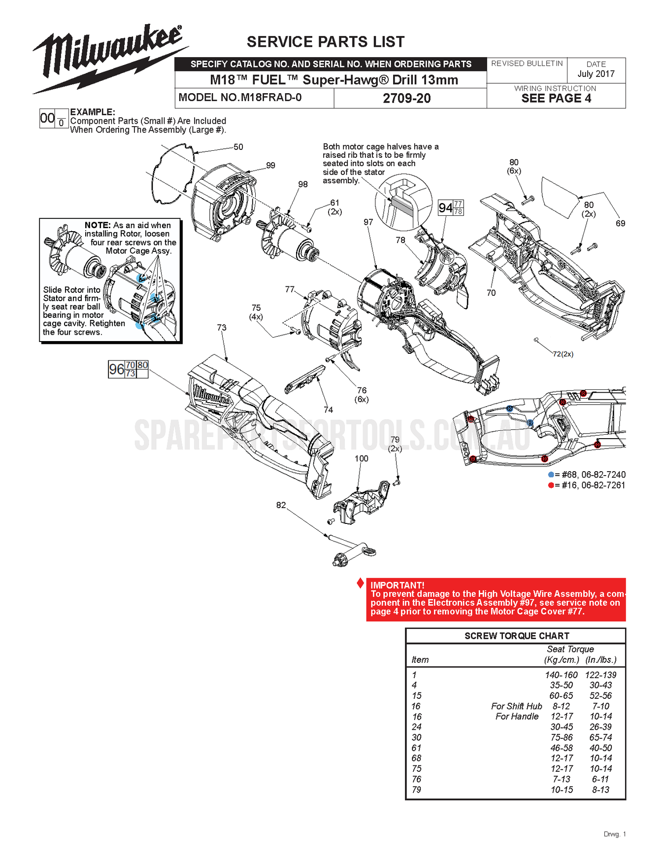 Milwaukee M18FRAD Spare Parts