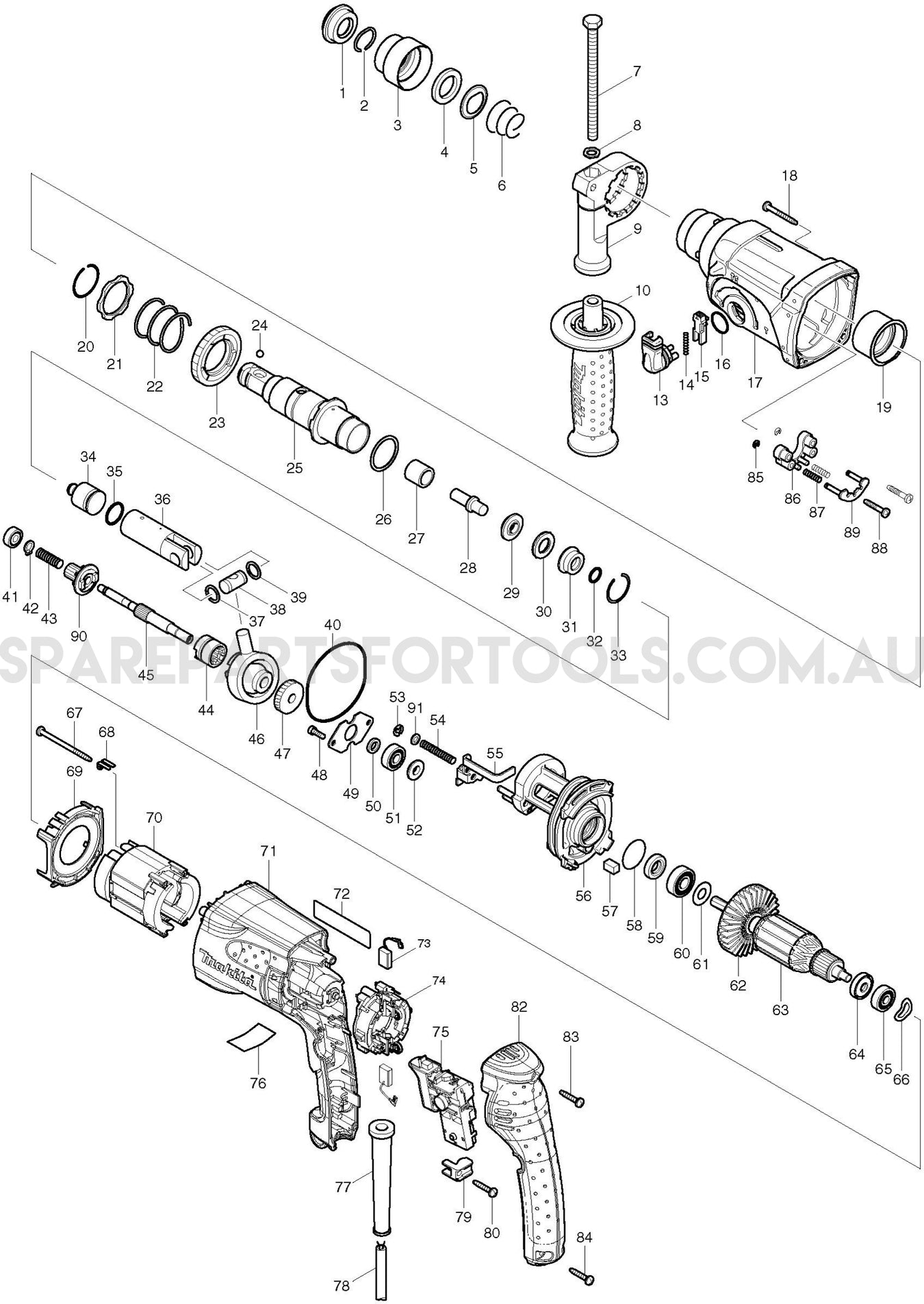Makita HR2470 Spare Parts