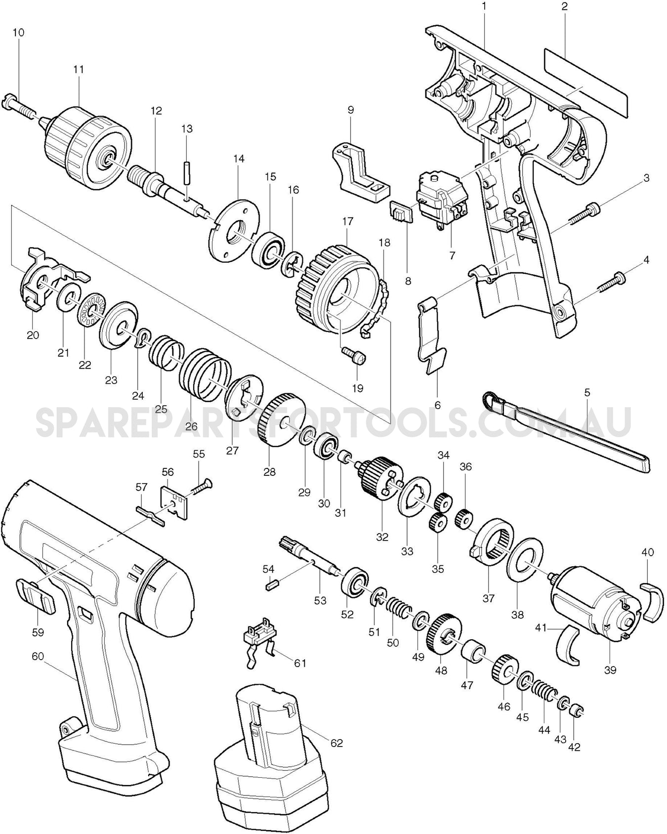 Makita 6201D Spare Parts