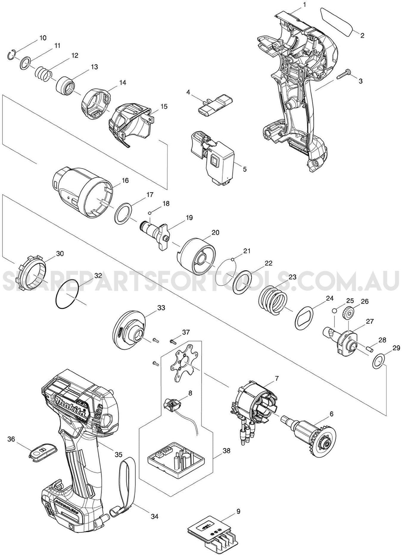 Makita TD111DZ Spare Parts