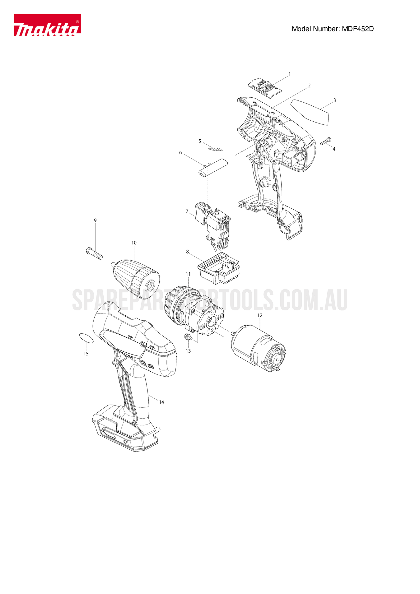 Makita MDF452D Spare Parts