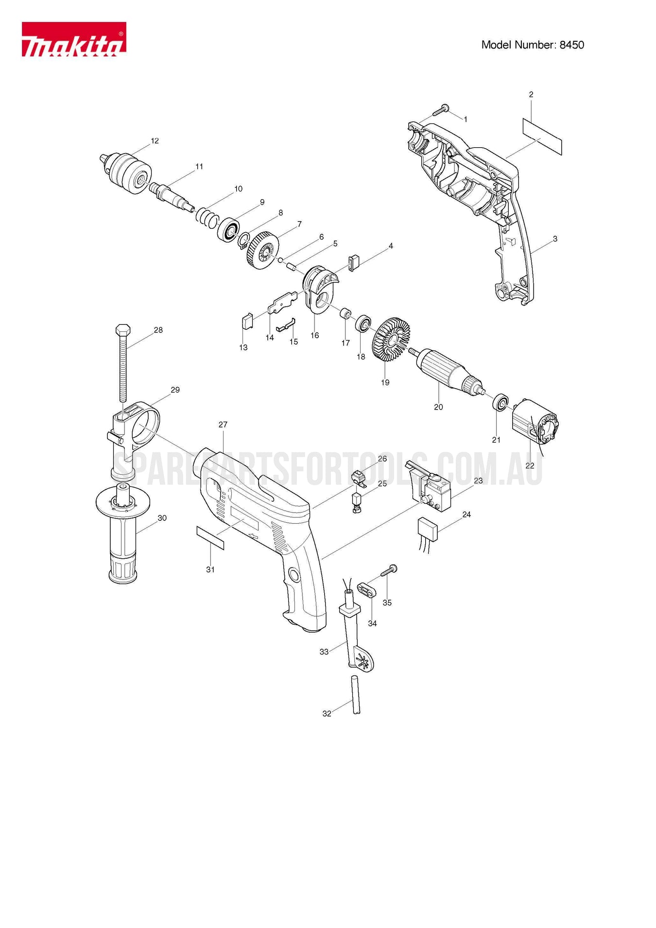 Makita 8450 Spare Parts