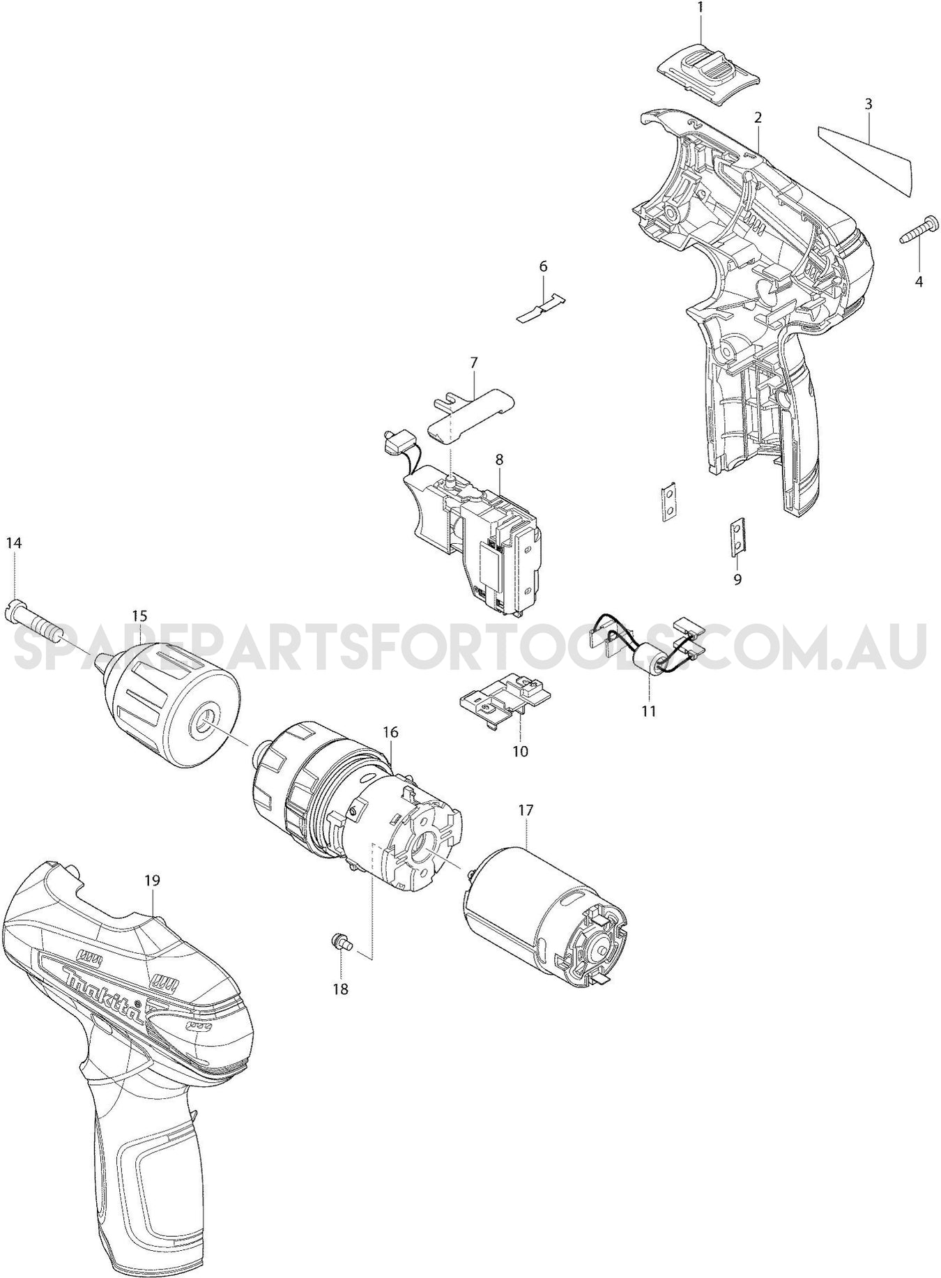 Makita HP330DZ Spare Parts