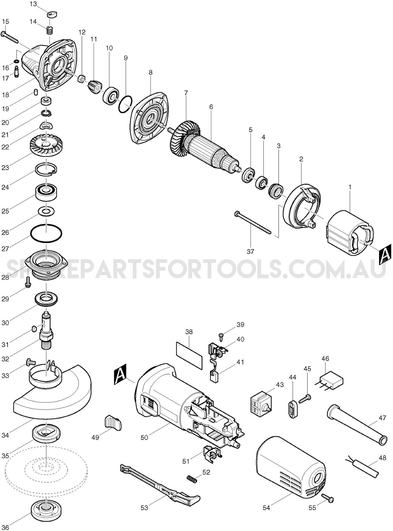 Makita 9555NB Spare Parts