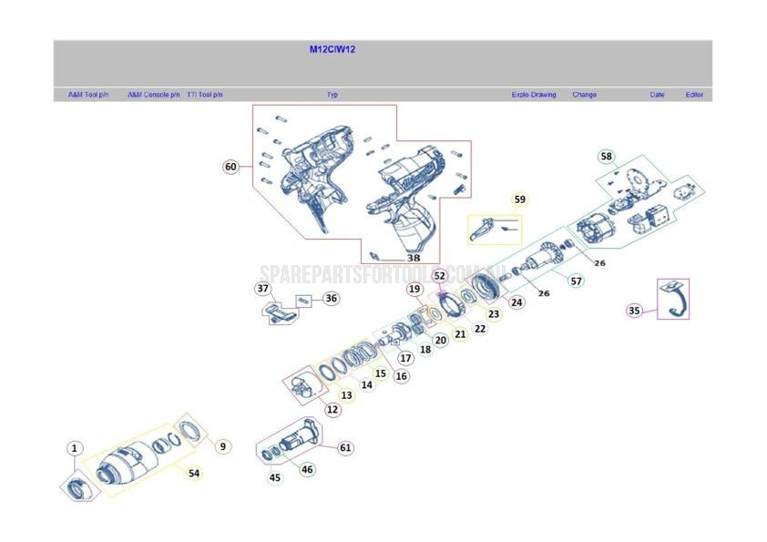 Milwaukee M12CIW12 Spare Parts