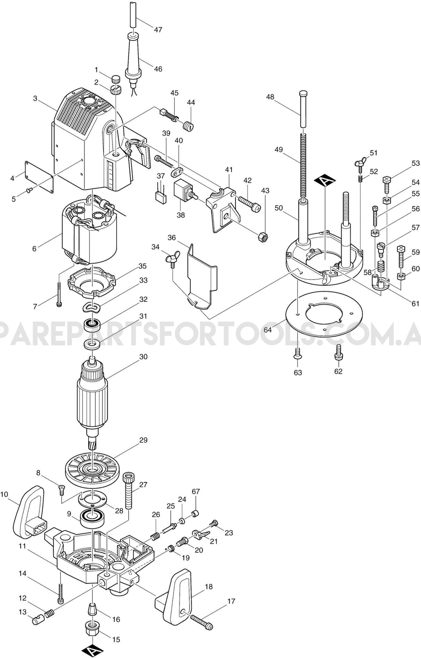 Makita 3612BR Spare Parts