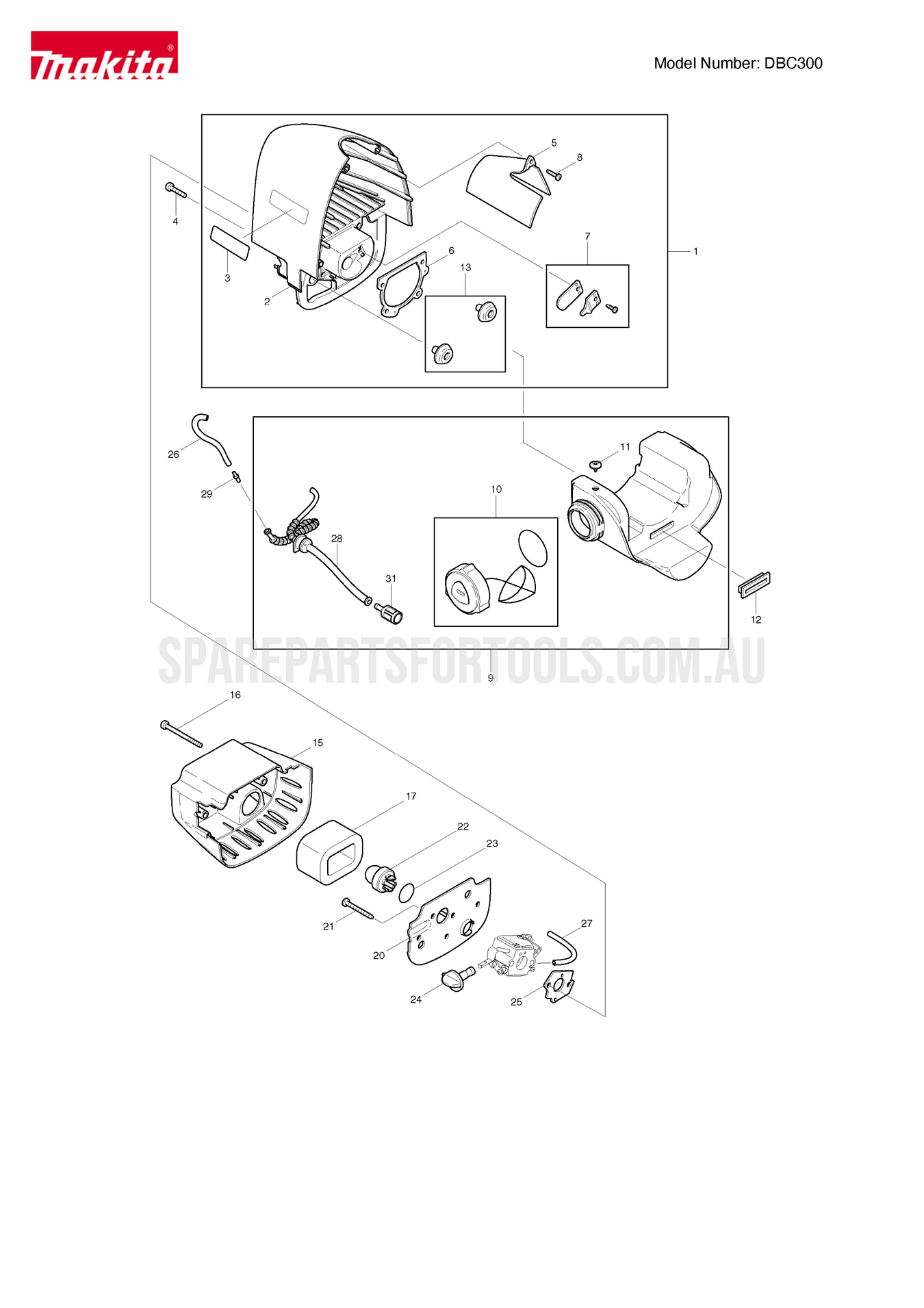 Makita DBC300 Spare Parts
