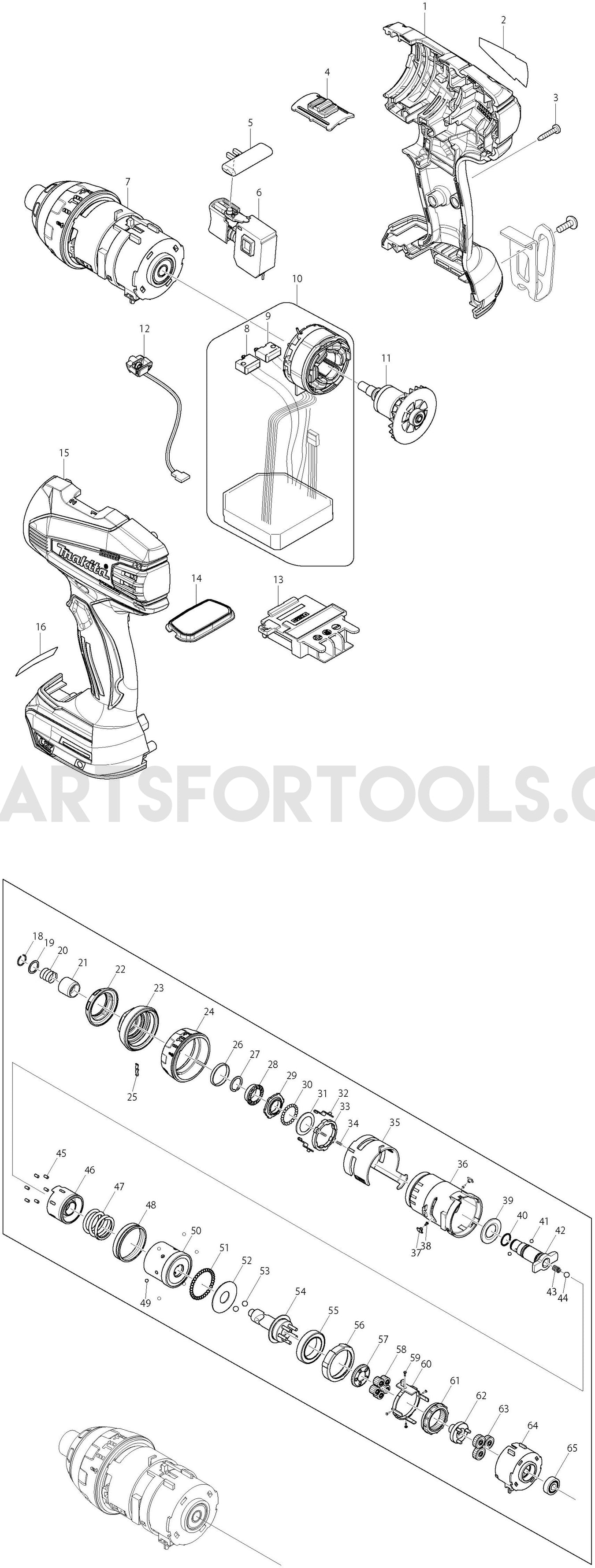 Makita DTP141Z Spare Parts