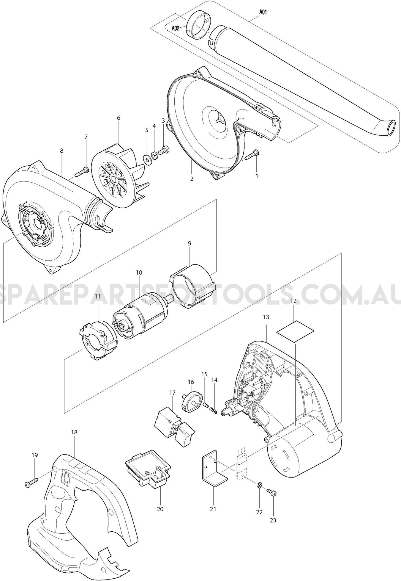 Makita DUB183Z Spare Parts