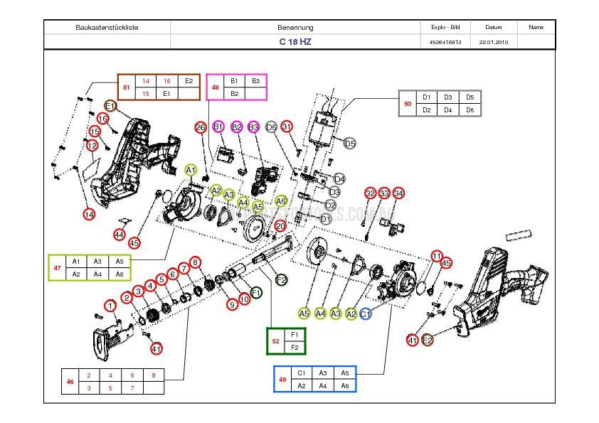 Milwaukee C18HZ-0 Spare Parts
