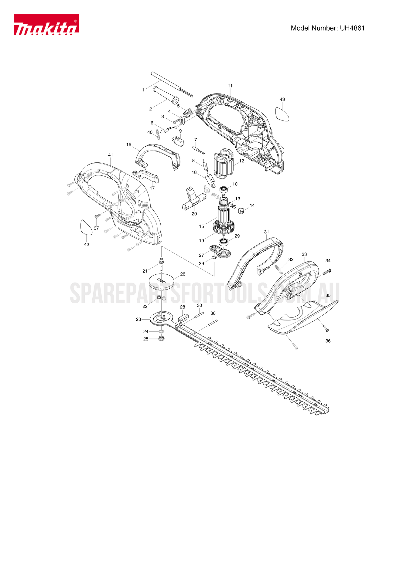 Makita UH4861 Spare Parts