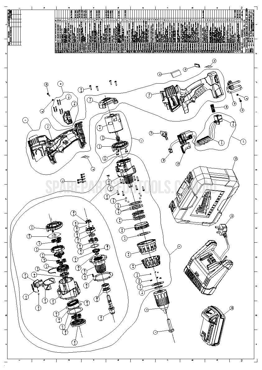 Milwaukee C18DD-LI Spare Parts