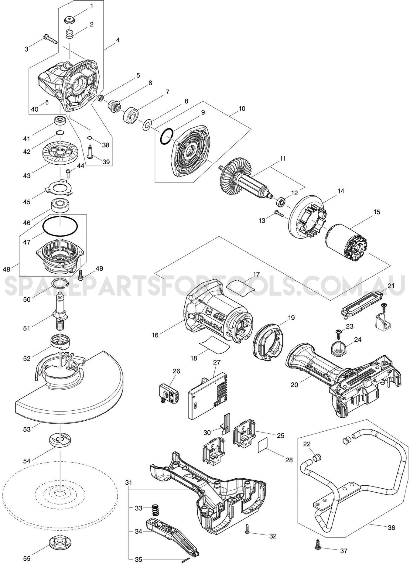 Makita DGA900PTX1 Spare Parts