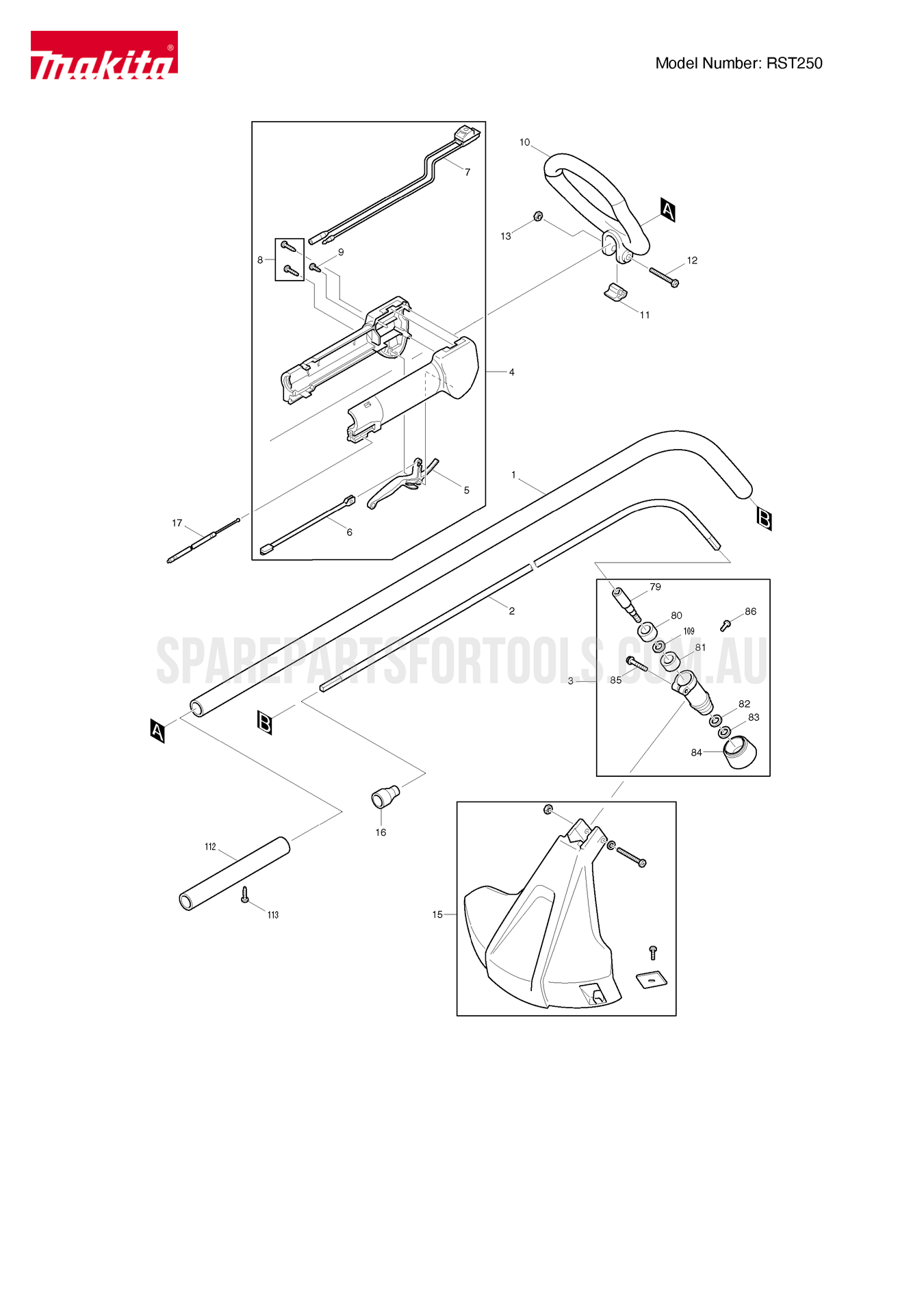 Makita RST250 Spare Parts