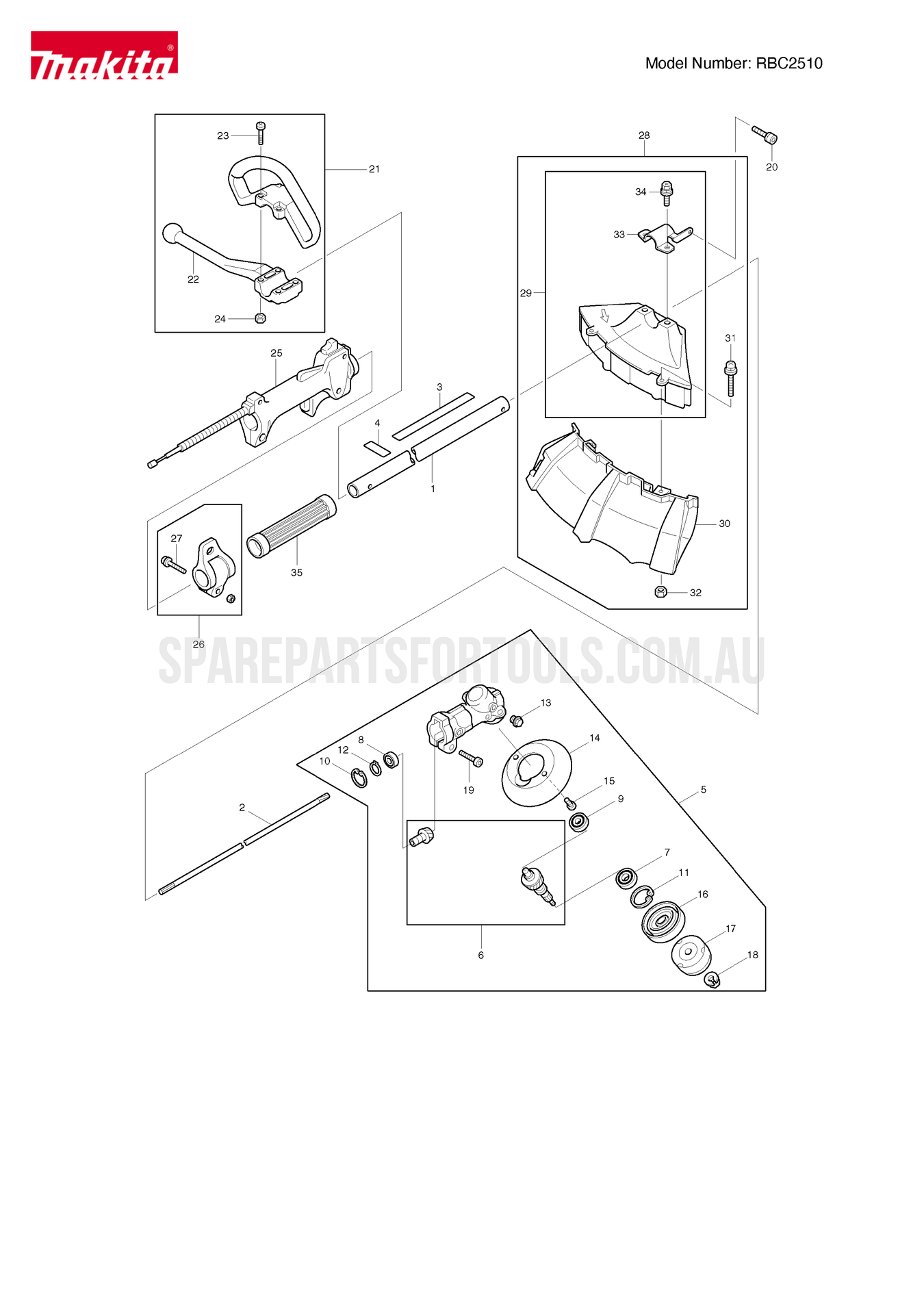 Makita RBC2510 Spare Parts
