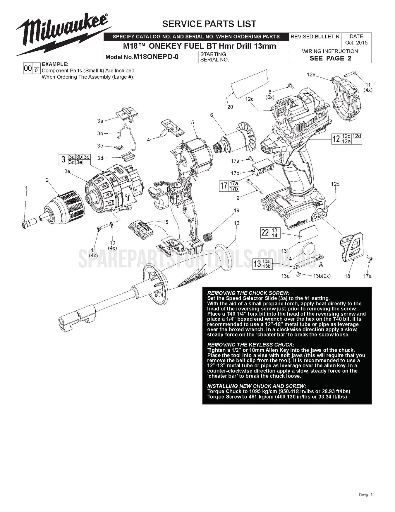 Milwaukee M18ONEPD Spare Parts