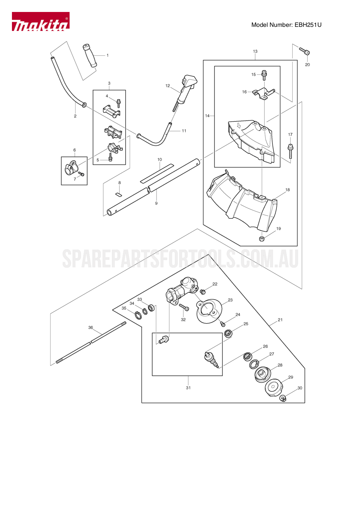 Makita EBH251U Spare Parts
