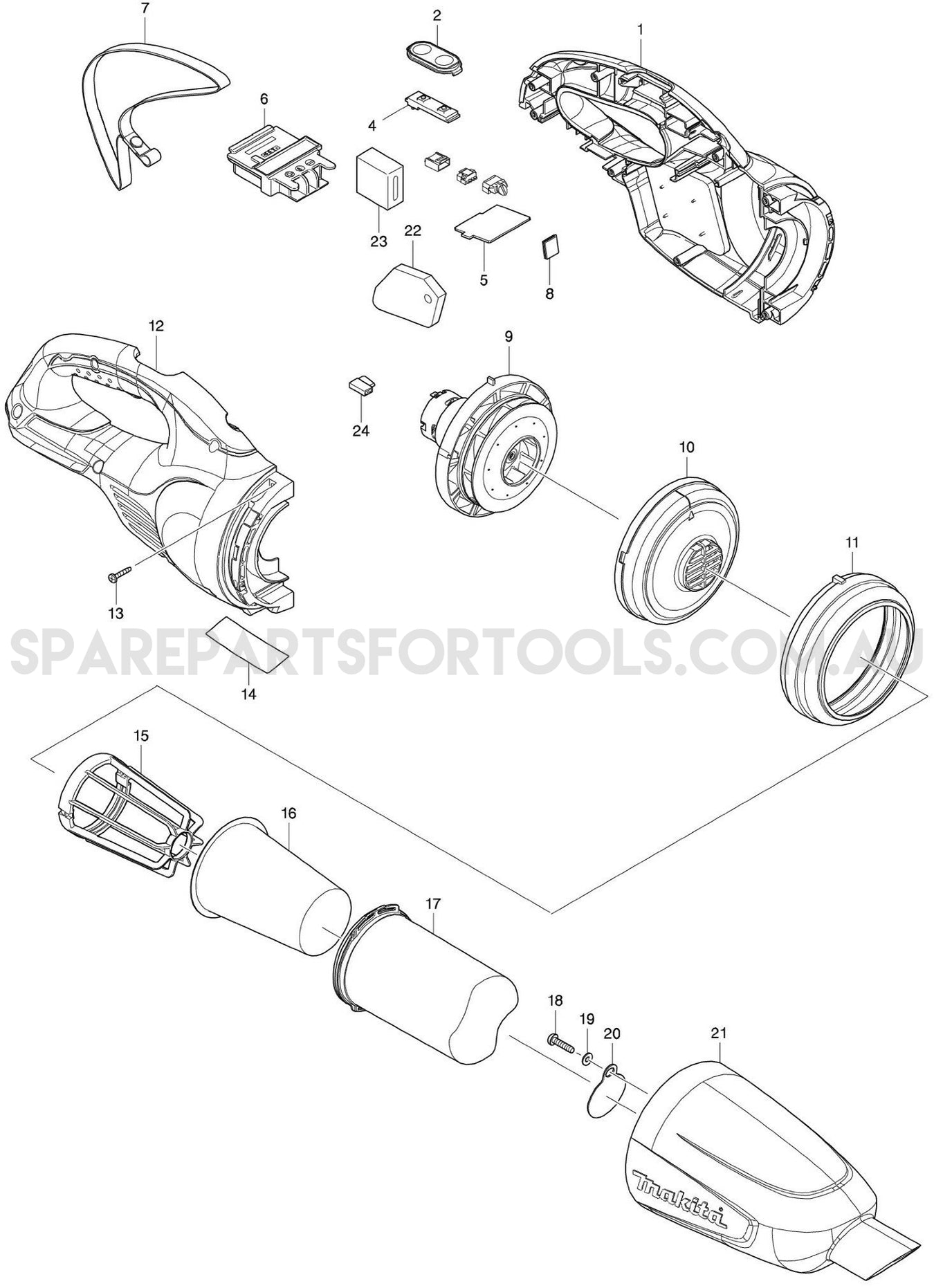 Makita DCL181FZWX Spare Parts